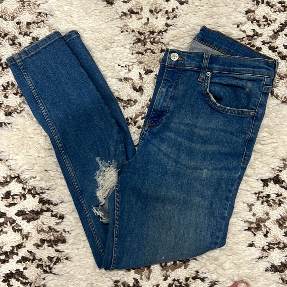 TOPSHOP MOTO DISTRESSED LIGHT WASH SUPER STRETCHY SKINNY JEANS SIZE 32